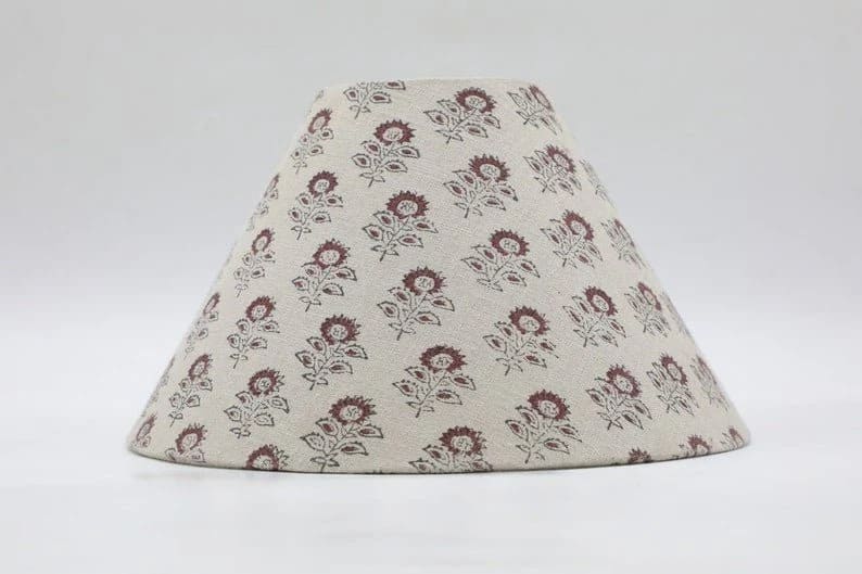 Block print lampshade cone for modern interior