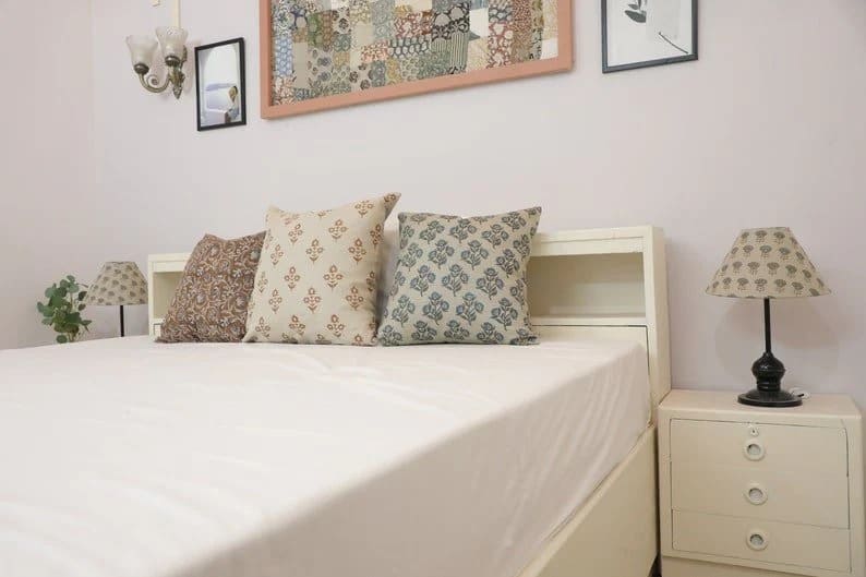 Handmade lampshade fabric with block print