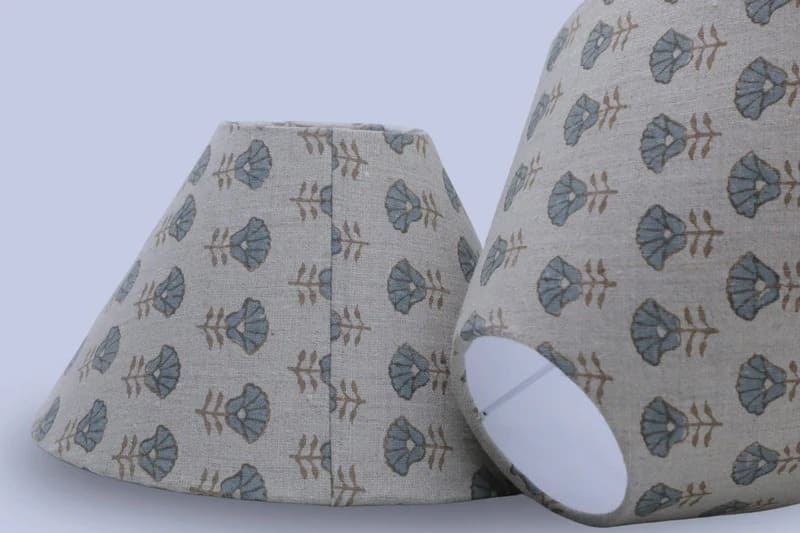 Block print lampshade for bedside table lamp 
