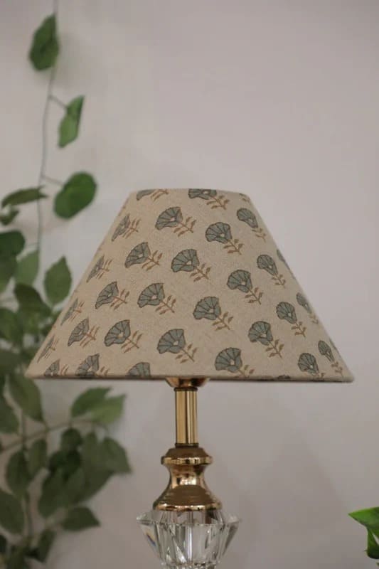 Decorative block print lampshade cone design 