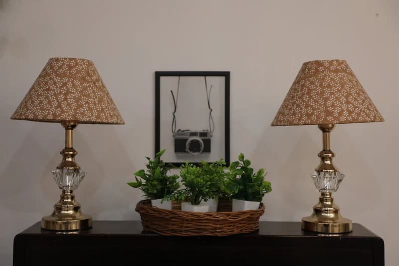 Fabric lampshade with Indian inspired pattern