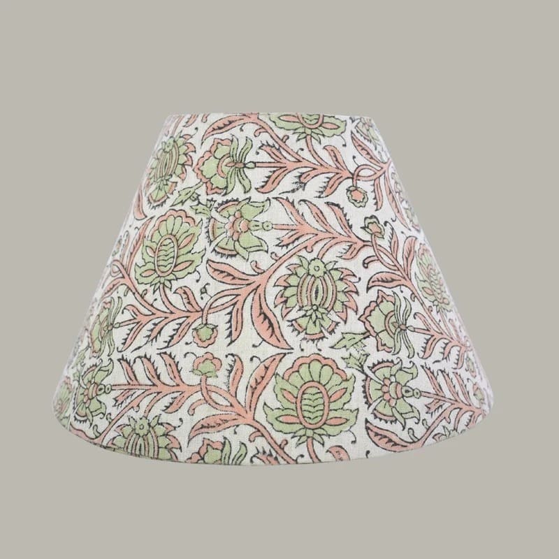 Block print lampshade rustic handmade lighting 