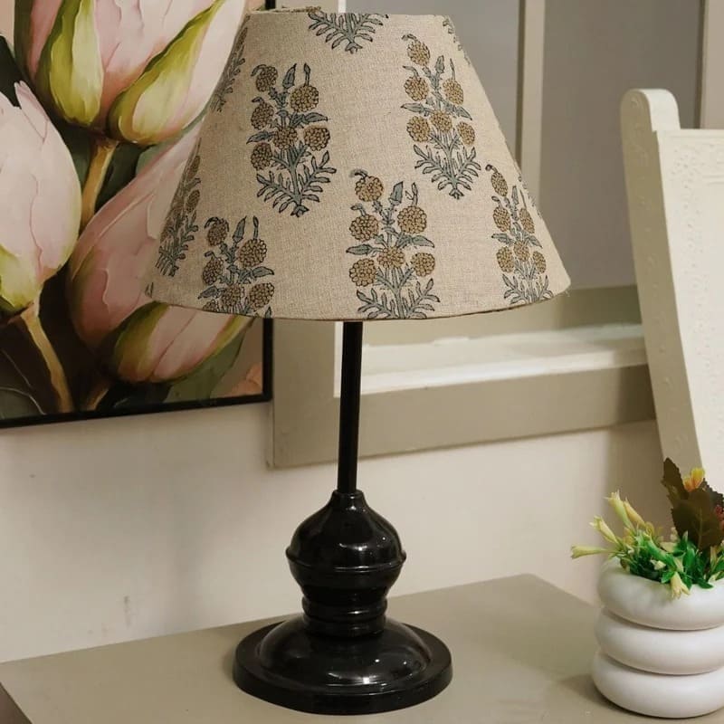 Hand printed block lampshade rustic decor piece
