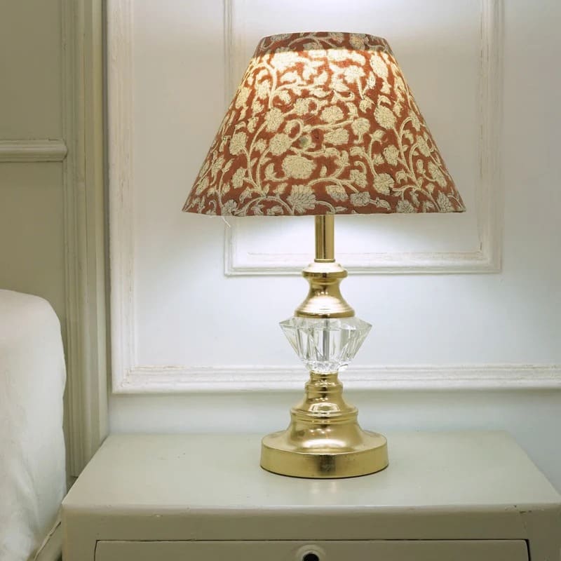 Linen lampshade with traditional Indian hand block print