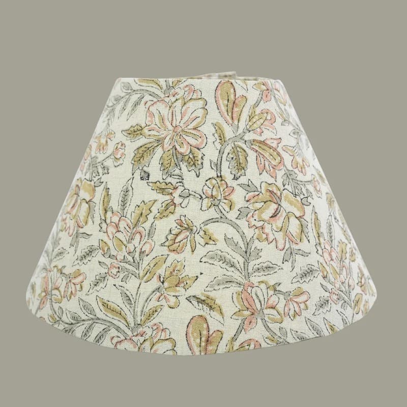 Cotton hand print lampshade floral block style