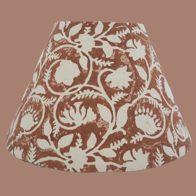 Linen drum lampshade with decorative fabric pattern