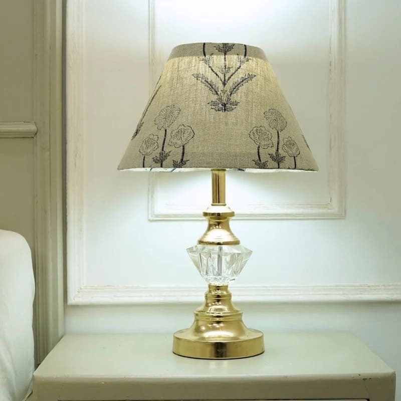 Designer conical lampshade with Indian textile print