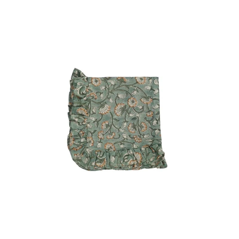 Soft linen napkins with blooming flowers