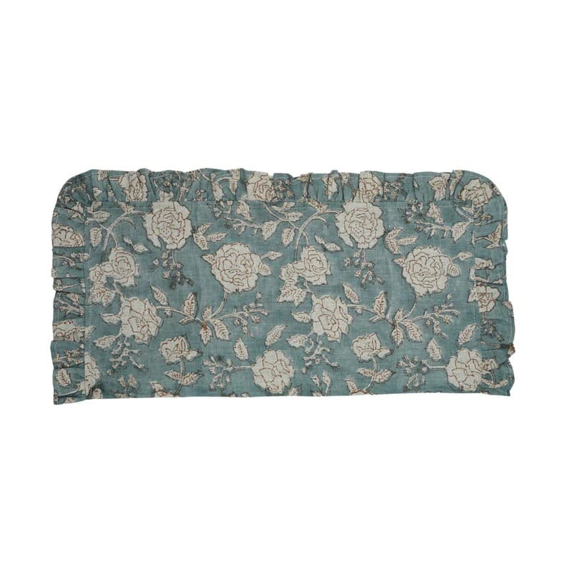 Hand printed floral linen napkins set