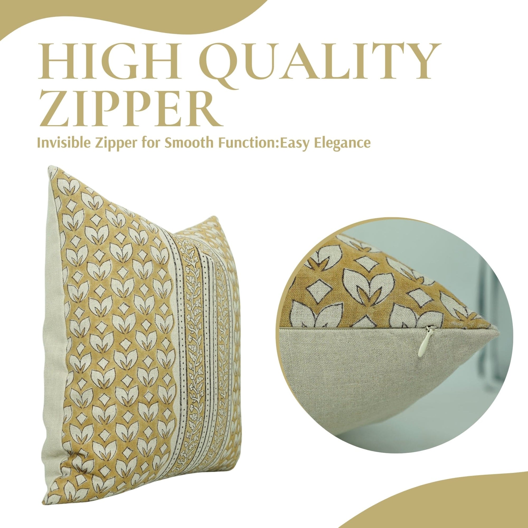 Pure Linen Floral Cushion Cover - Titlee Border