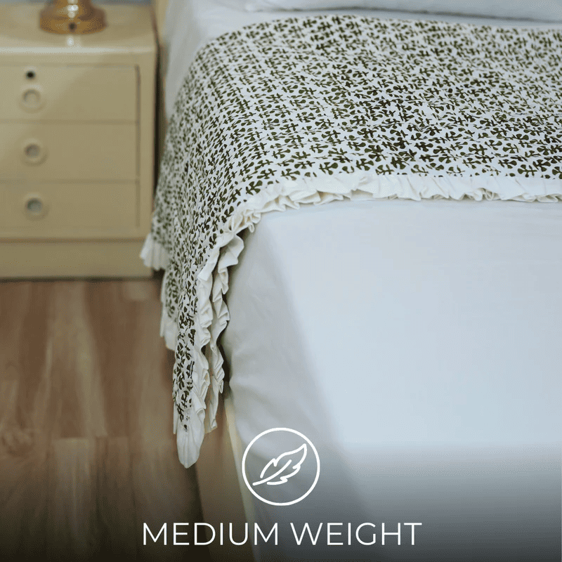 Soft cotton block printed quilt for cozy bedroom decor