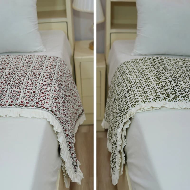 Block printed cotton quilts and bedding by Fabdivine