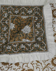 Hand Block Printed Gray and Green Floral Cotton Comfort Quilt