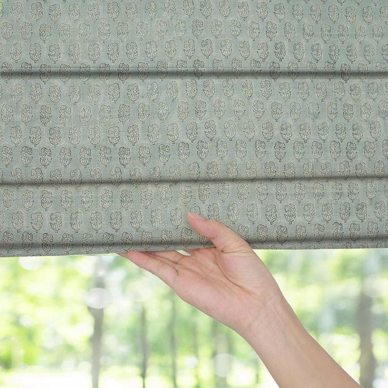 Roman shades for dining room with decorative pattern