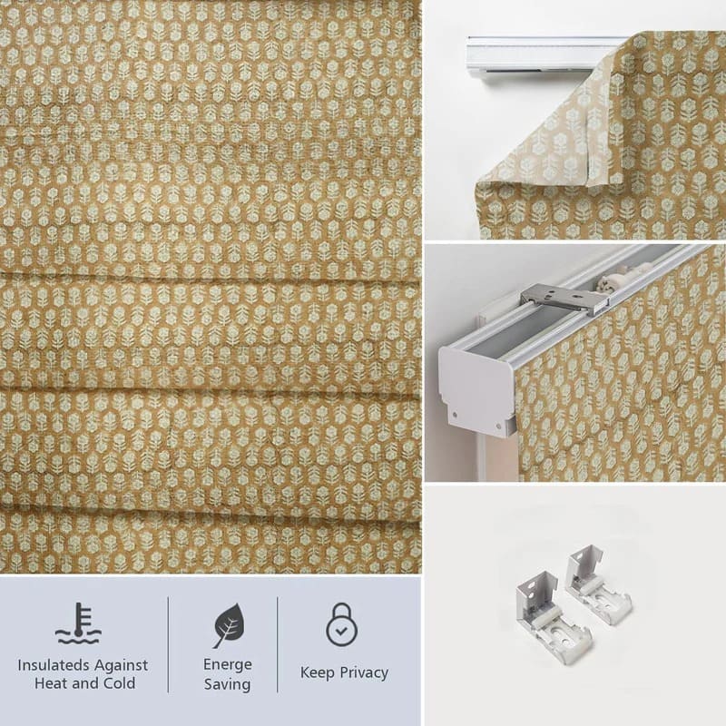 Hand Block Printed Floral Roman Shade in Heavy Linen Custom Window Treatment –