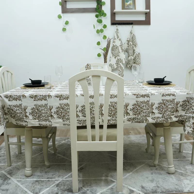 Indian motifs on printed tablecloth