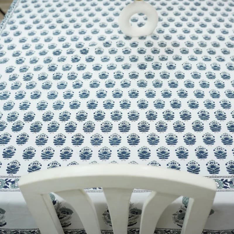 Hand print tablecloth with cotton decorative basket linen
