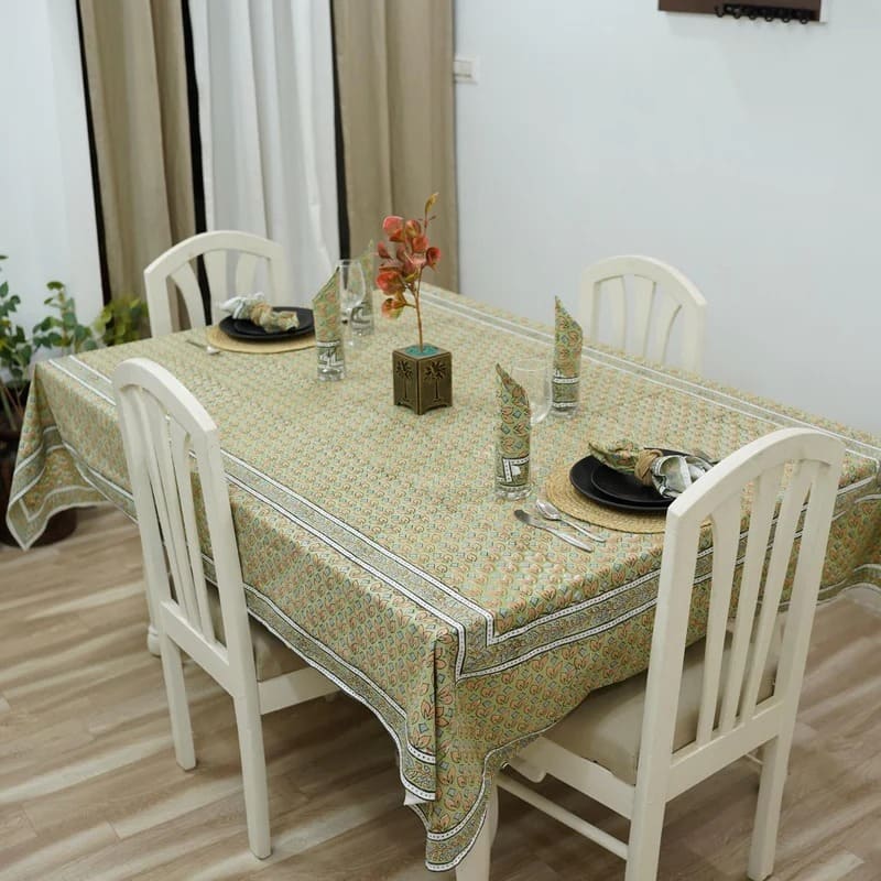 Elegant bedroom interior and printed table cloth style