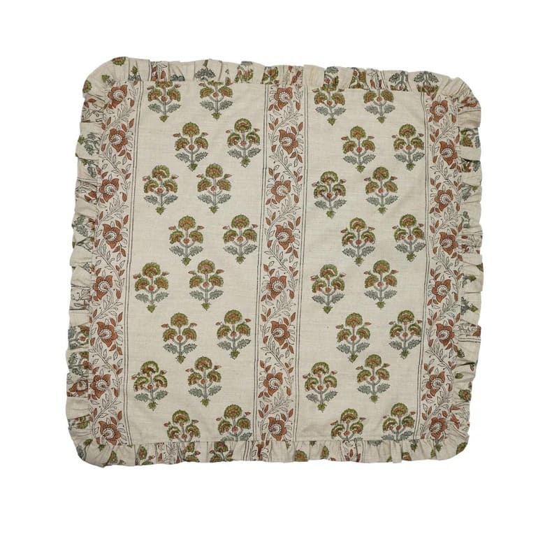 Decorative green block print napkins set 