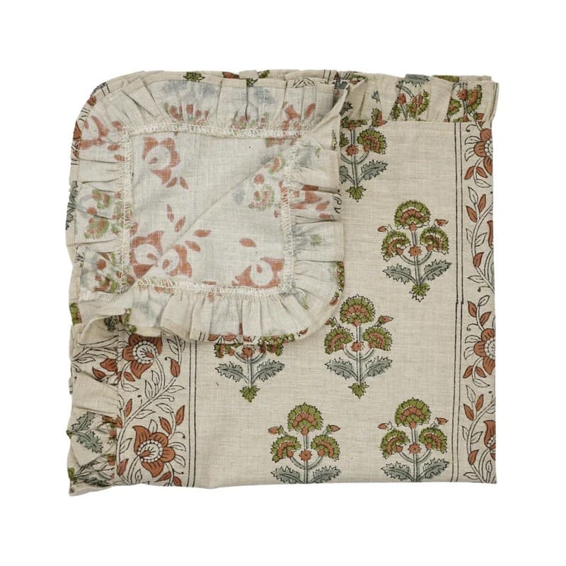 Green block print napkins cotton handmade 