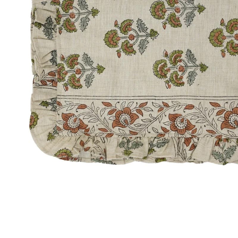 Elegant floral linen napkins for dining setup 