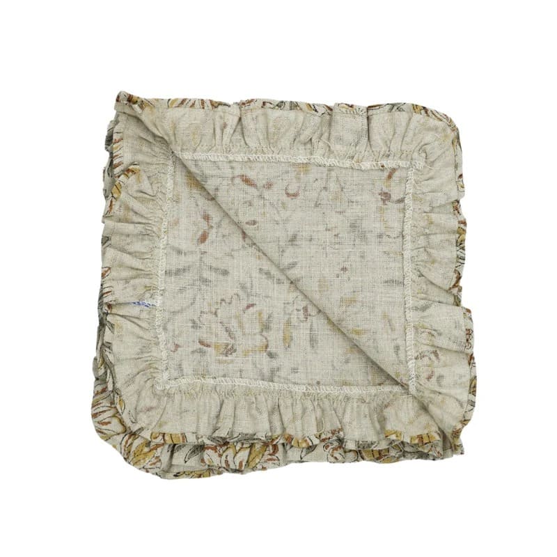 Handcrafted block print cotton napkins with floral design