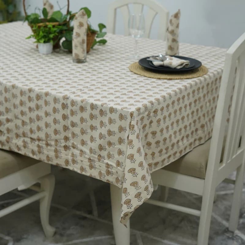 Basket linen tablecloth for modern farmhouse dining