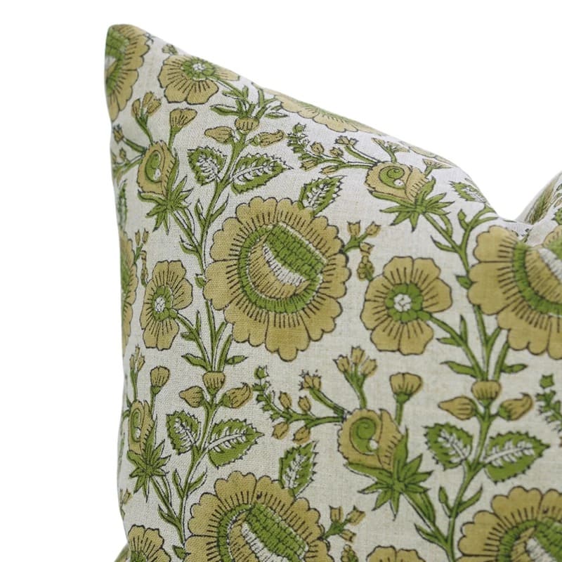 Decorative pillow cover block print floral pattern