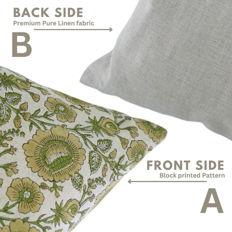 Green block print pillow cover decorative cushion