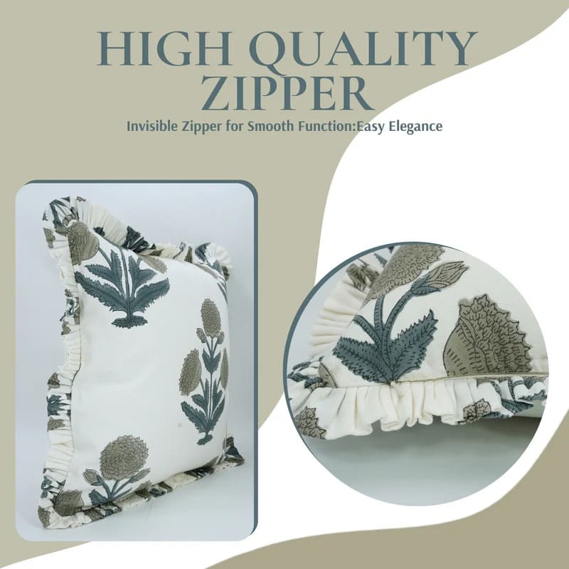 Handmade pillow cover green floral pattern