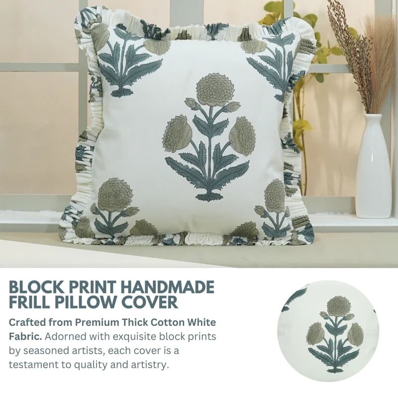 Block print pillow cover farmhouse décor style