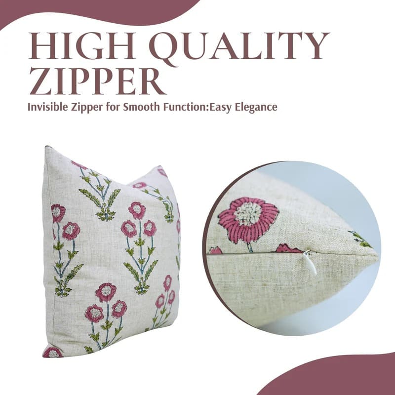 Pillow cover flower hand print traditional design