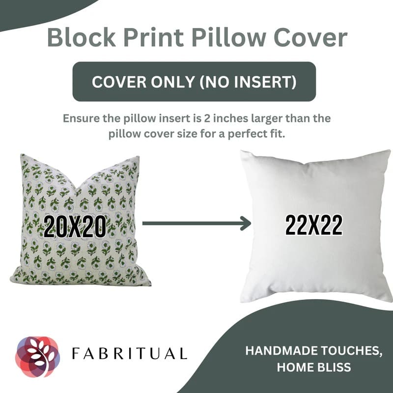 Summer pillow cover 20 inch with vibrant hand prints