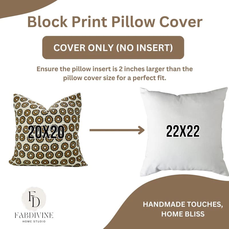 Throw pillow covers with floral hand print design