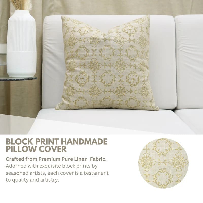 Hand print bed pillow covers with easy zipper closure