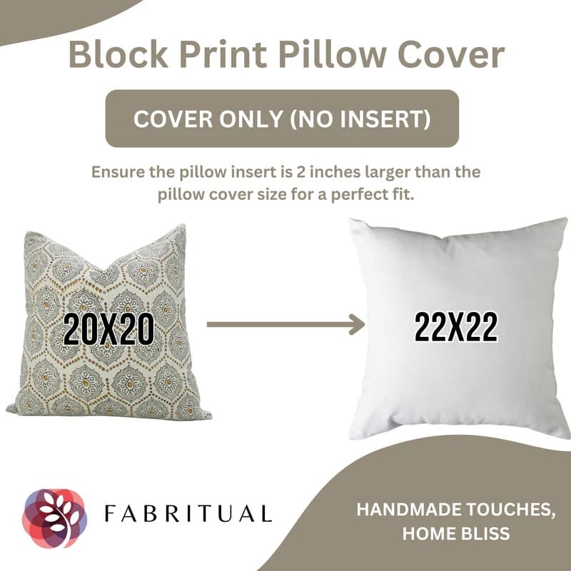 Decorative block print pillow cover, colorful interior accent