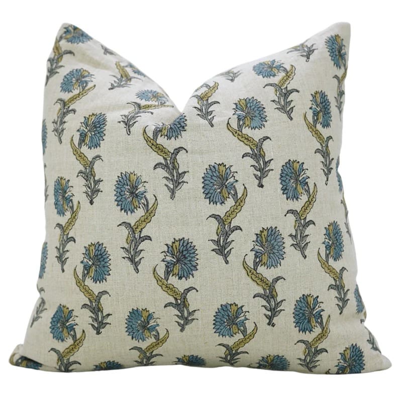 Pillow cover sham handmade floral block print  