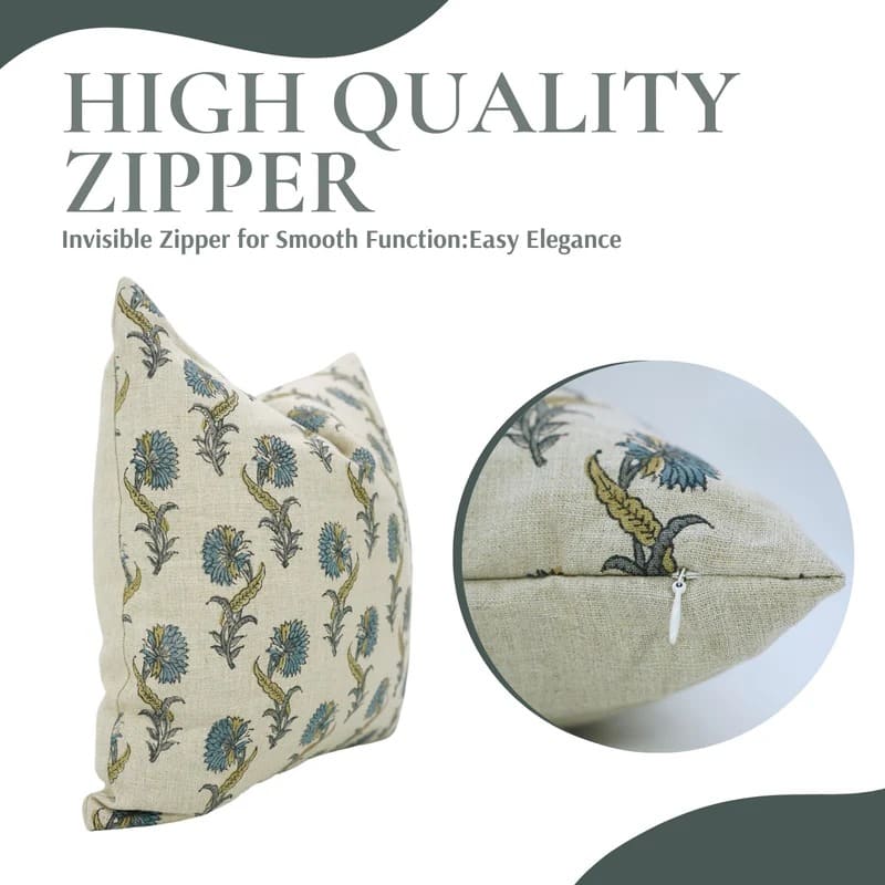 Pillow cover 18x18 block printed textile décor 