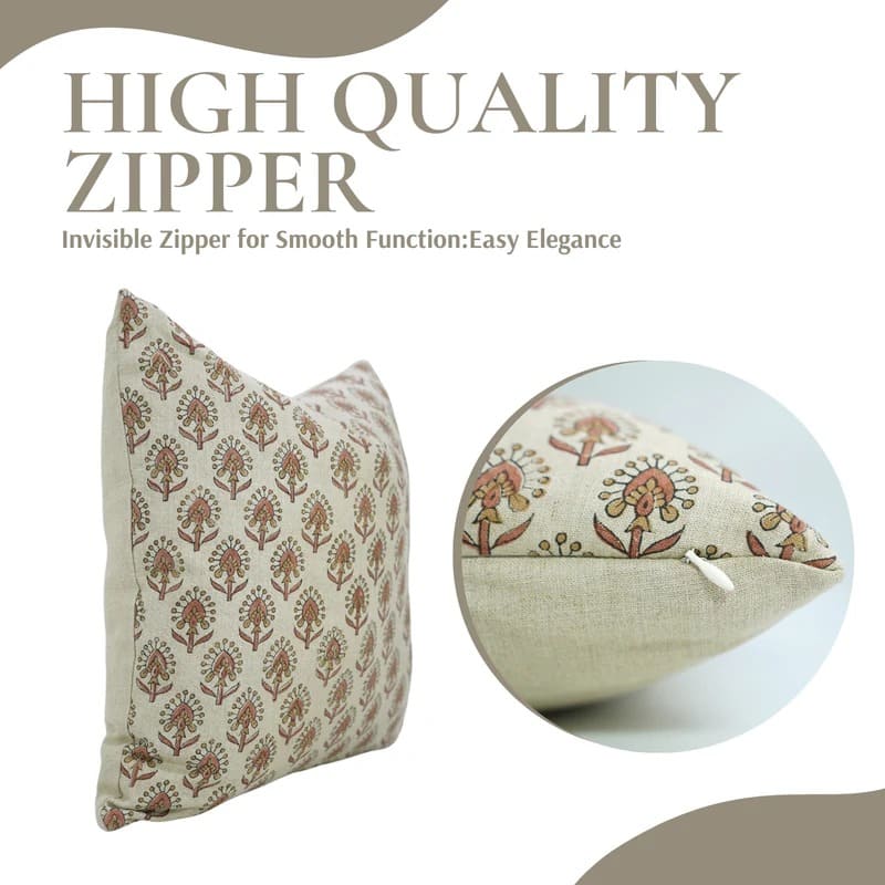 Block Print Boho Gurukul Linen Pillow Cover