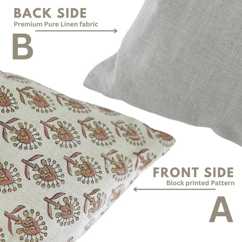 Block Print Boho Gurukul Linen Pillow Cover