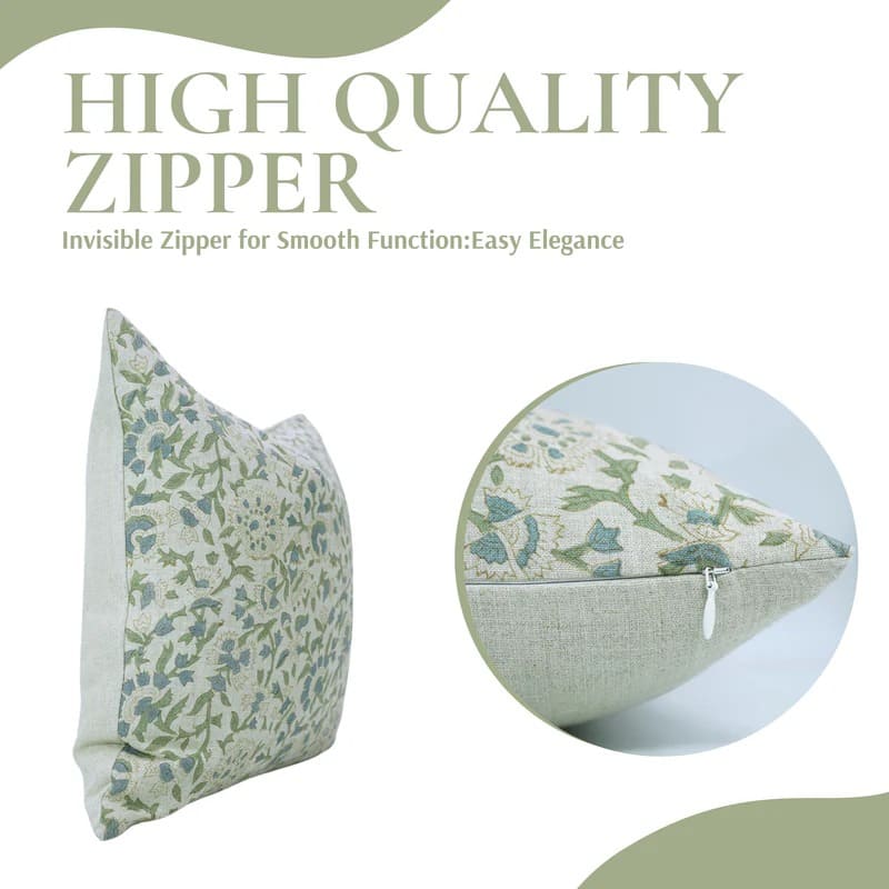 Block print green pillow covers for modern living spaces