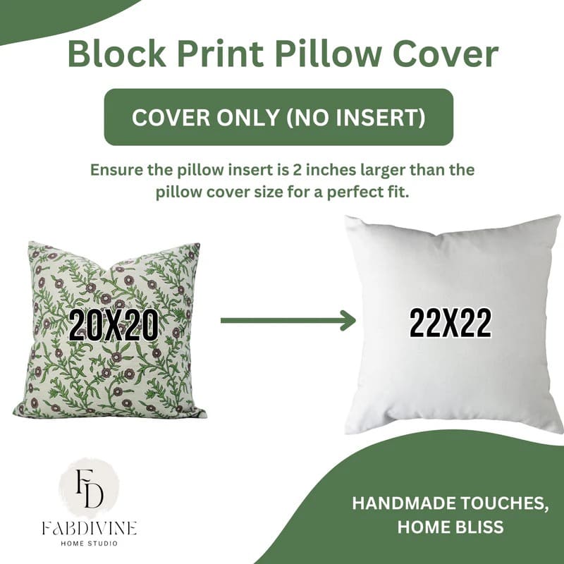 15x15 pillow covers with delicate hand block print
