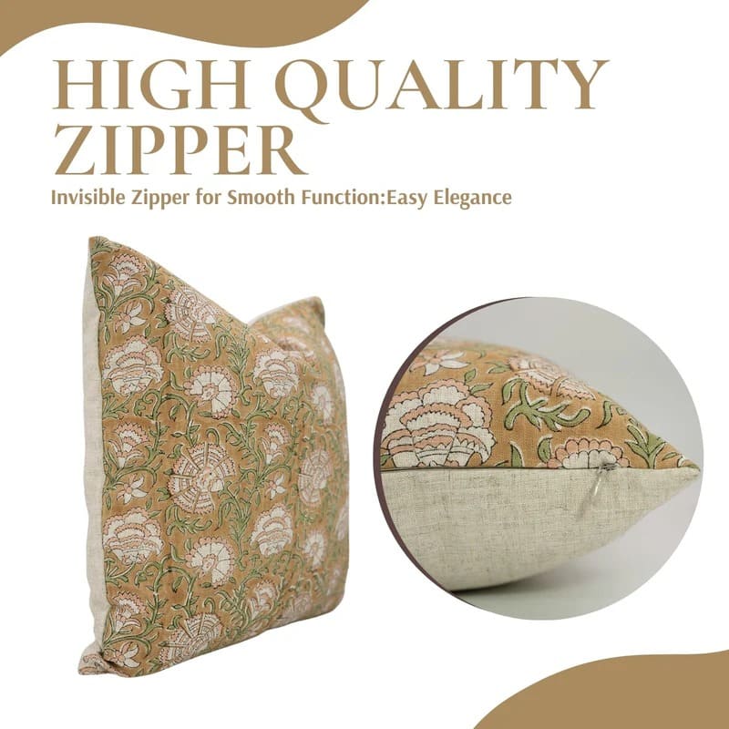 Hand print pillow cover floral farmhouse décor