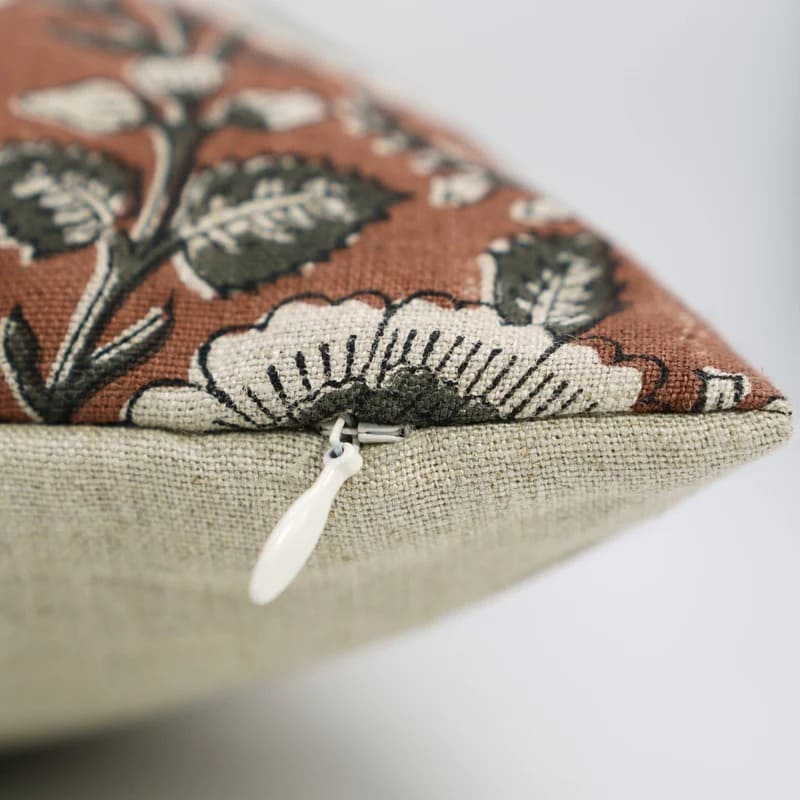 White pillow cover 20x20 hand printed design