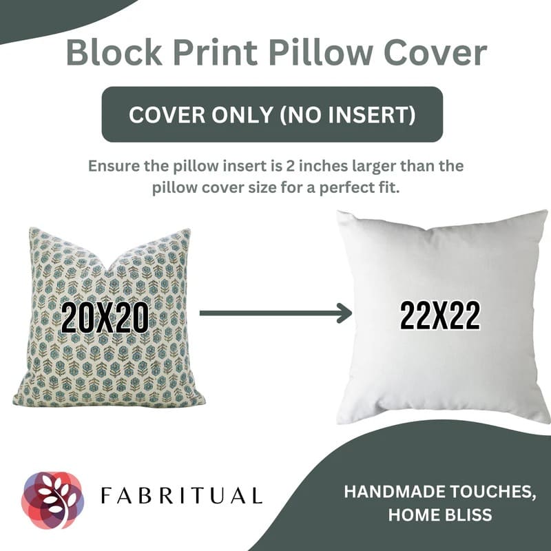 Handmade Blue Floral Linen Cushion Cover - Tulsi Buti