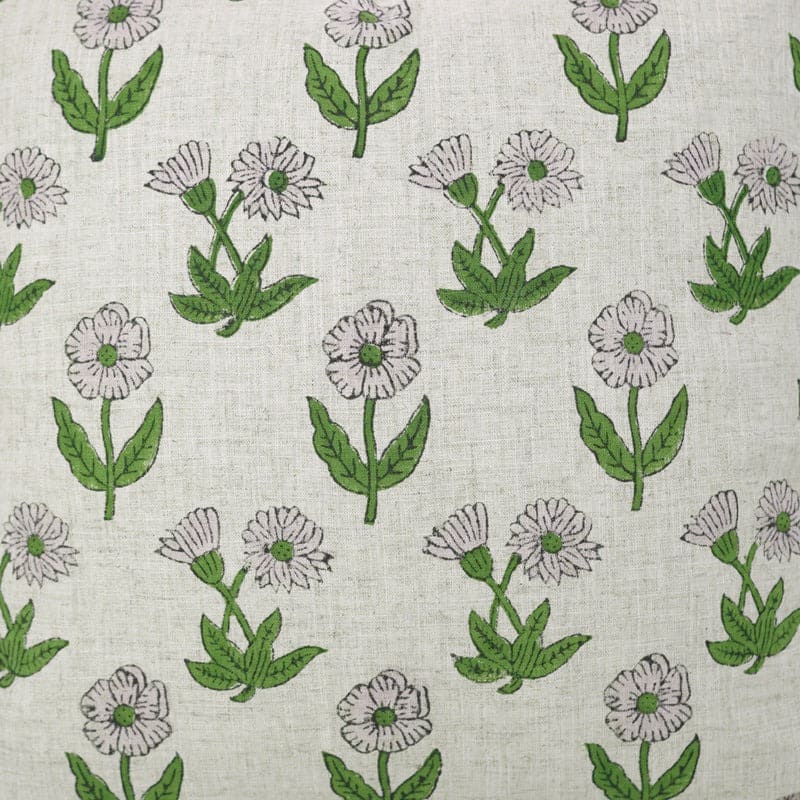 Linen pillow covers with delicate hand block print 