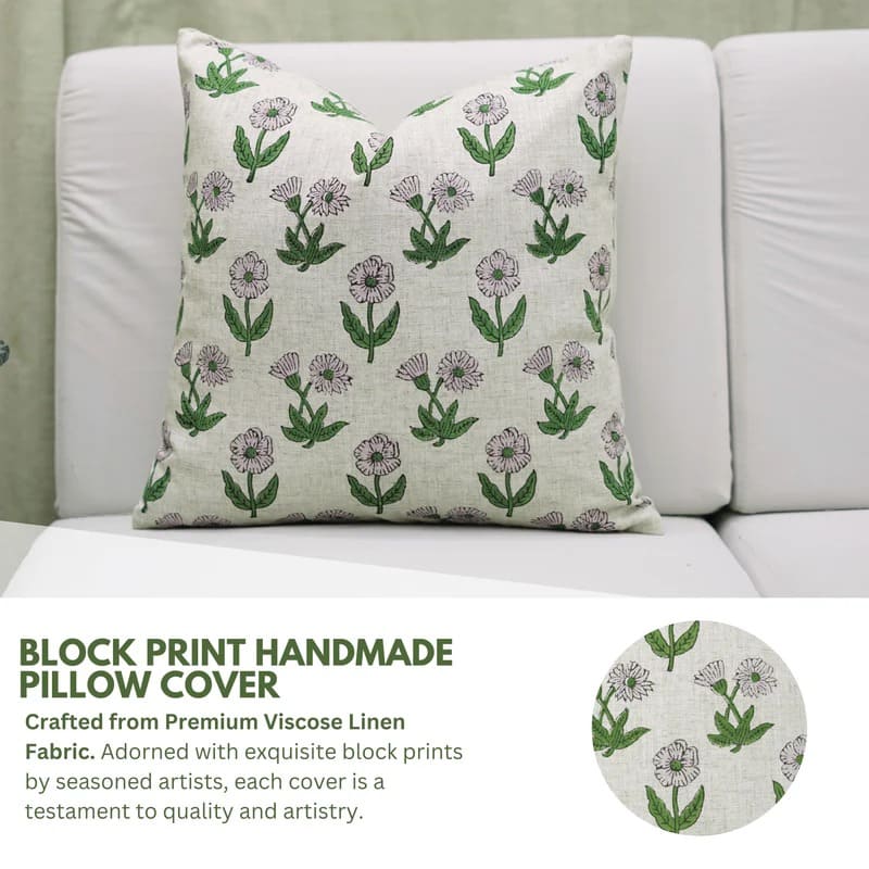 20 inch pillow covers with subtle floral hand print