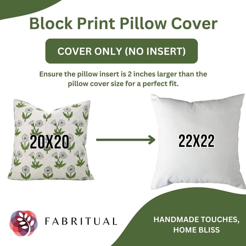 Throw pillow covers 16x16 in colorful hand print cotton