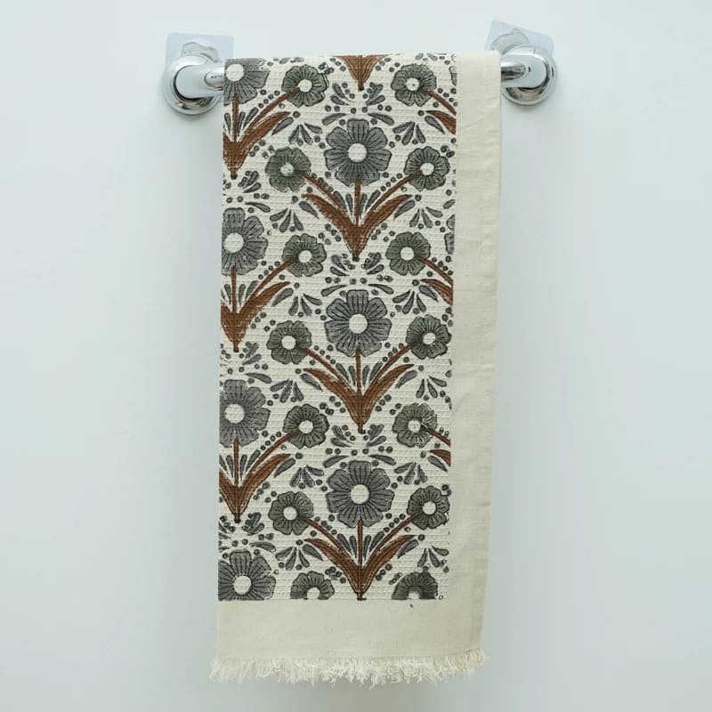 Cotton waffle hand towel in soft green shade