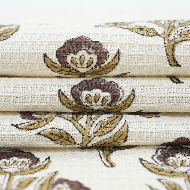 Decorative hand towel with cotton waffle weave